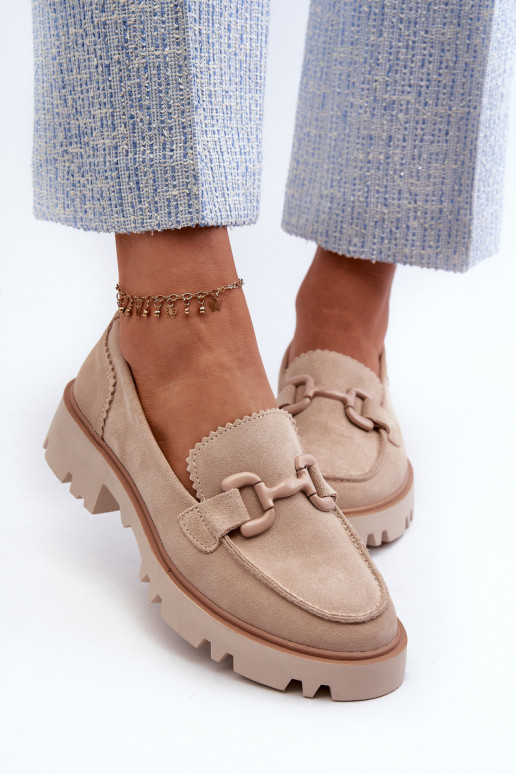 Mocassins de camurça com enfeites D&A TW117 bege
