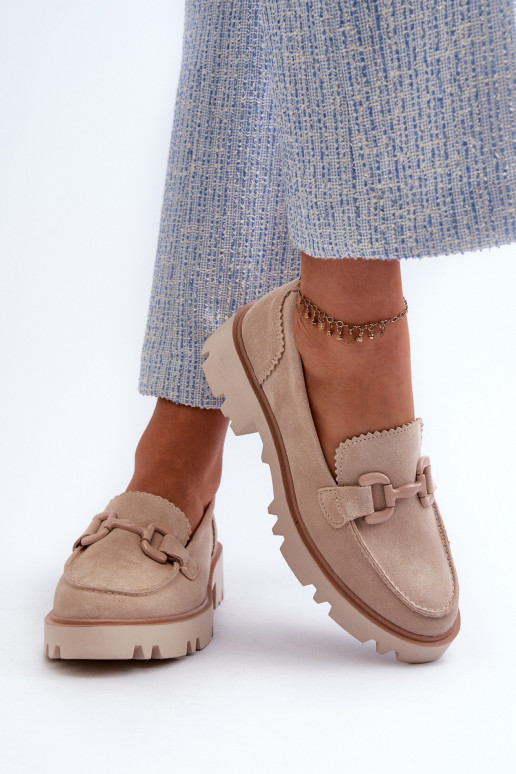Mocassins de camurça com enfeites D&A TW117 bege