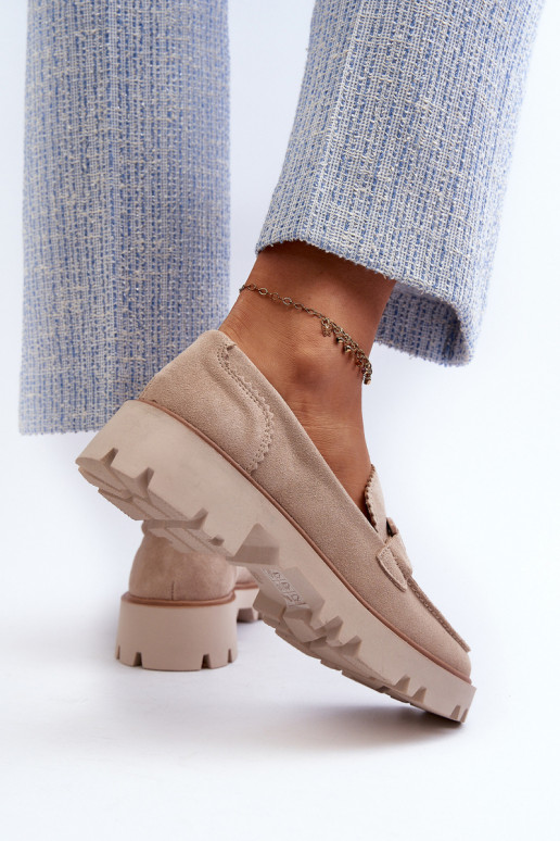 Mocassins de camurça com enfeites D&A TW117 bege