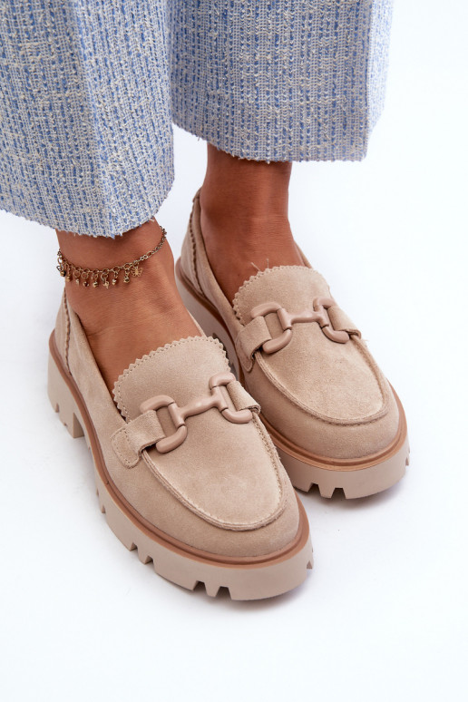 Mocassins de camurça com enfeites D&A TW117 bege