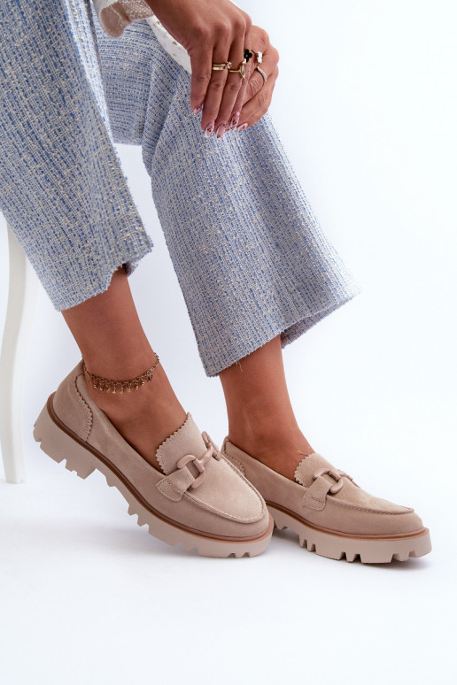 Mocassins de camurça com enfeites D&A TW117 bege