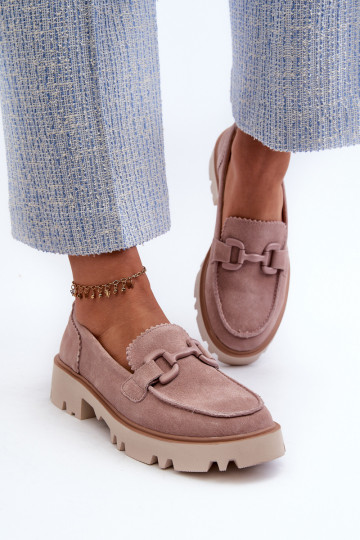 Mocassins de camurça com enfeites D&A TW117 rosa