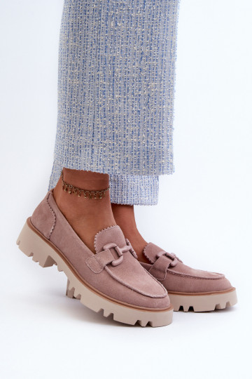 Mocassins de camurça com enfeites D&A TW117 rosa 2