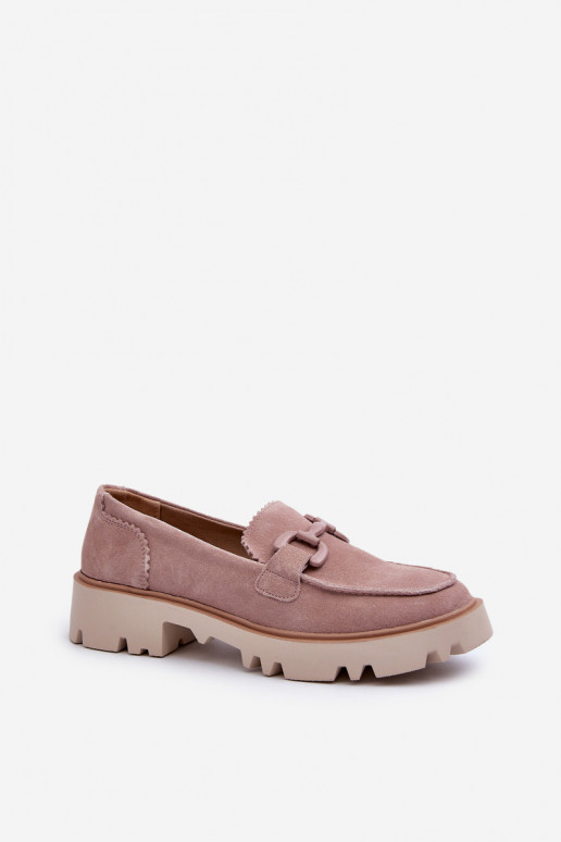 Mocassins de camurça com enfeites D&A TW117 rosa