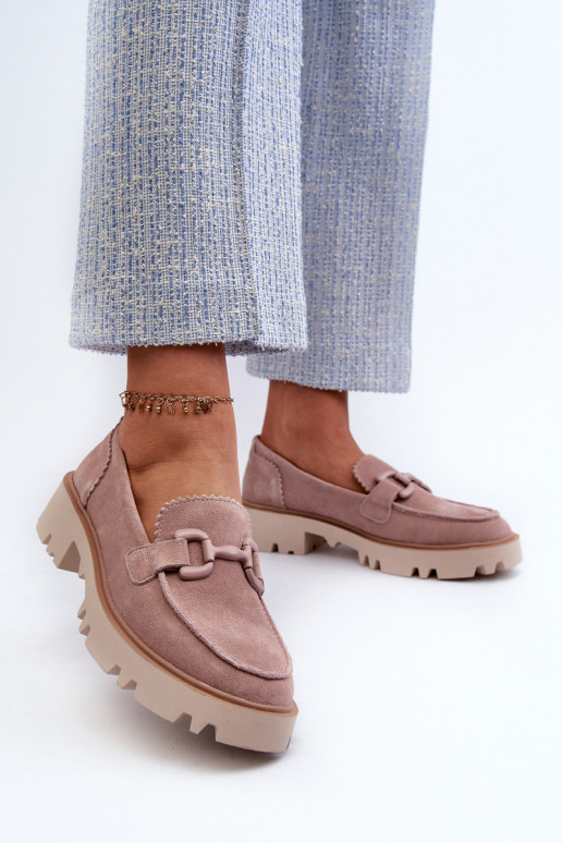 Mocassins de camurça com enfeites D&A TW117 rosa