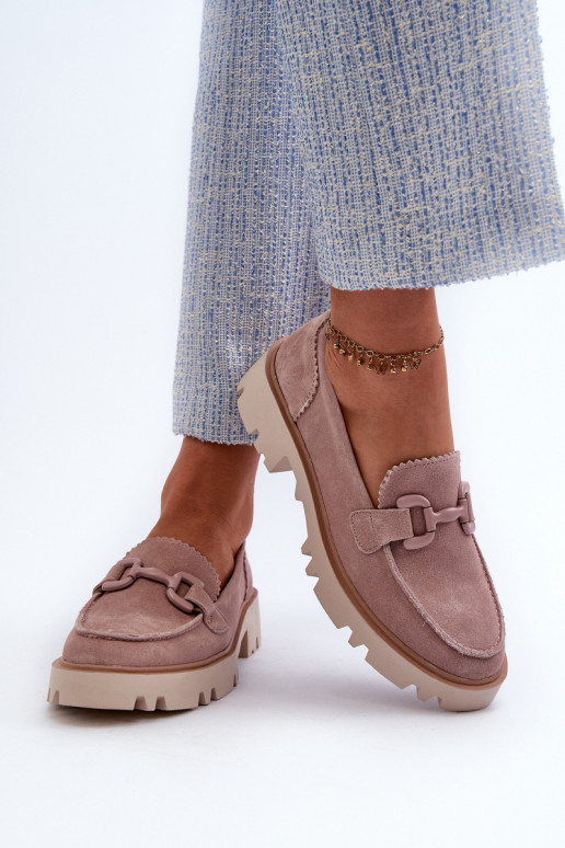 Mocassins de camurça com enfeites D&A TW117 rosa