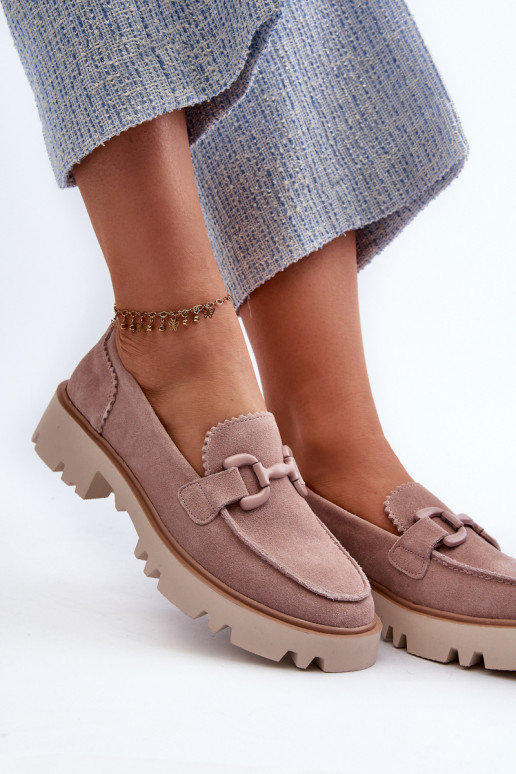 Mocassins de camurça com enfeites D&A TW117 rosa