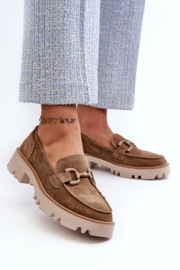 Mocassins de camurça com enfeites D&A TW117 castanho