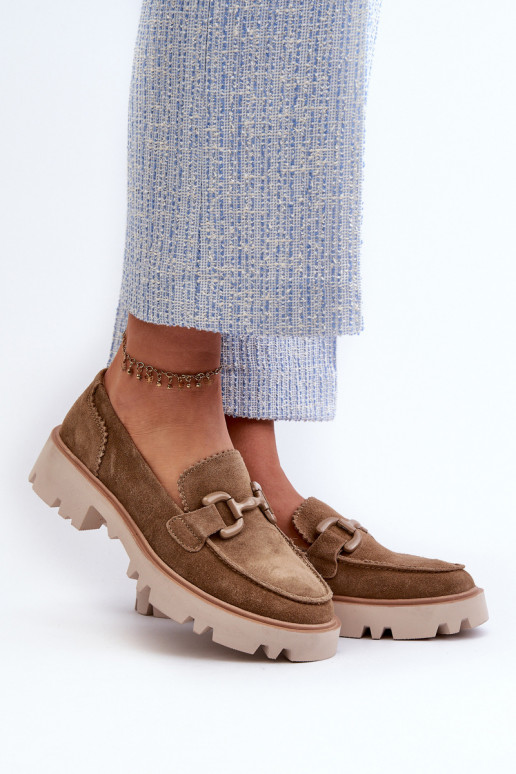 Mocassins de camurça com enfeites D&A TW117 castanho