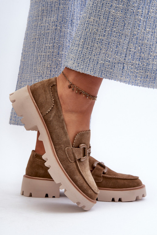 Mocassins de camurça com enfeites D&A TW117 castanho Mocassins de camurça com enfeites D&A TW117 castanho