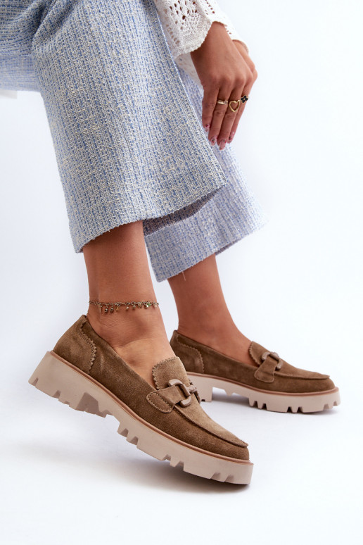 Mocassins de camurça com enfeites D&A TW117 castanho