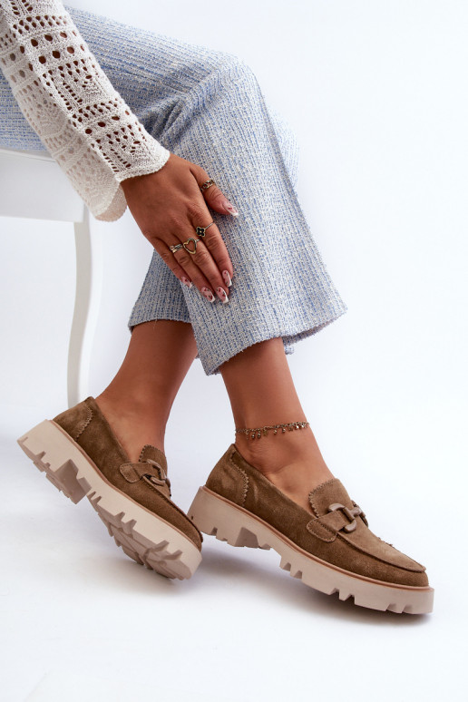 Mocassins de camurça com enfeites D&A TW117 castanho Mocassins de camurça com enfeites D&A TW117 castanho