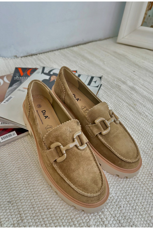 Mocassins de camurça com enfeites D&A TW117 castanho