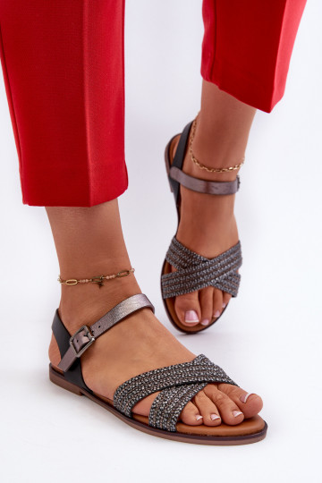 Sandálias rasteiras femininas S.Barski MY923 cor preta