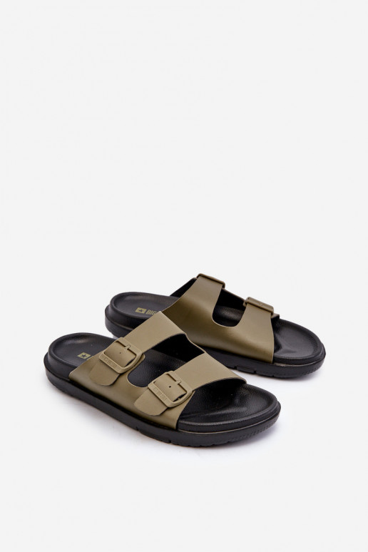 Chinelos masculinos leves com fivelas Big Star NN174592 cor cáqui