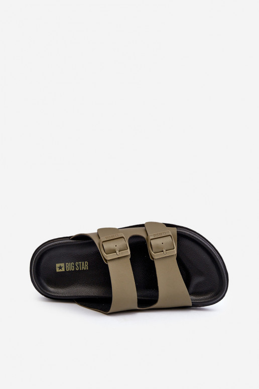 Chinelos masculinos leves com fivelas Big Star NN174592 cor cáqui
