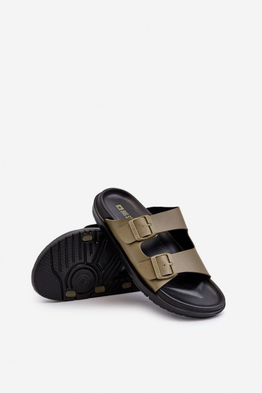 Chinelos masculinos leves com fivelas Big Star NN174592 cor cáqui