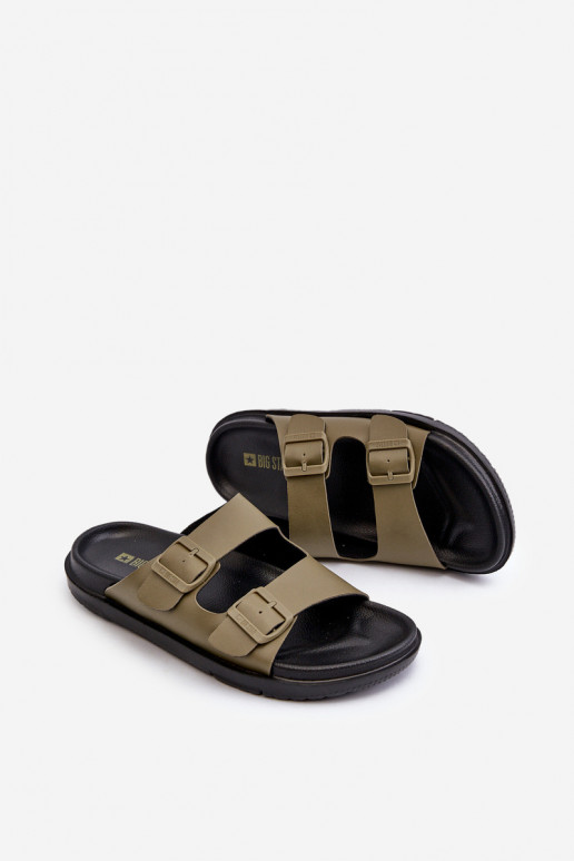 Chinelos masculinos leves com fivelas Big Star NN174592 cor cáqui