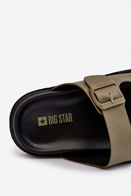 Chinelos masculinos leves com fivelas Big Star NN174592 cor cáqui