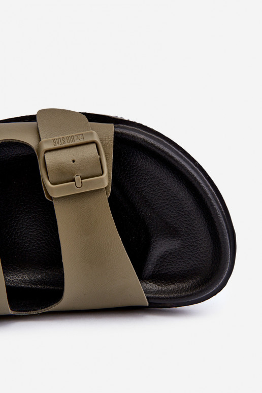 Chinelos masculinos leves com fivelas Big Star NN174592 cor cáqui