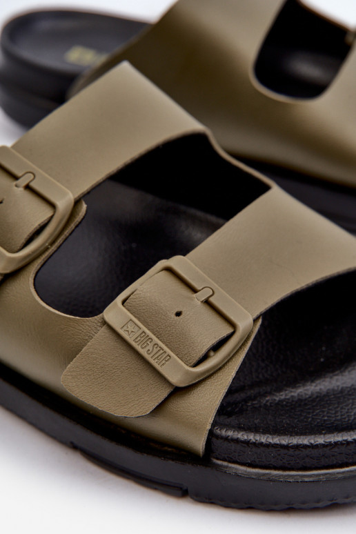 Chinelos masculinos leves com fivelas Big Star NN174592 cor cáqui