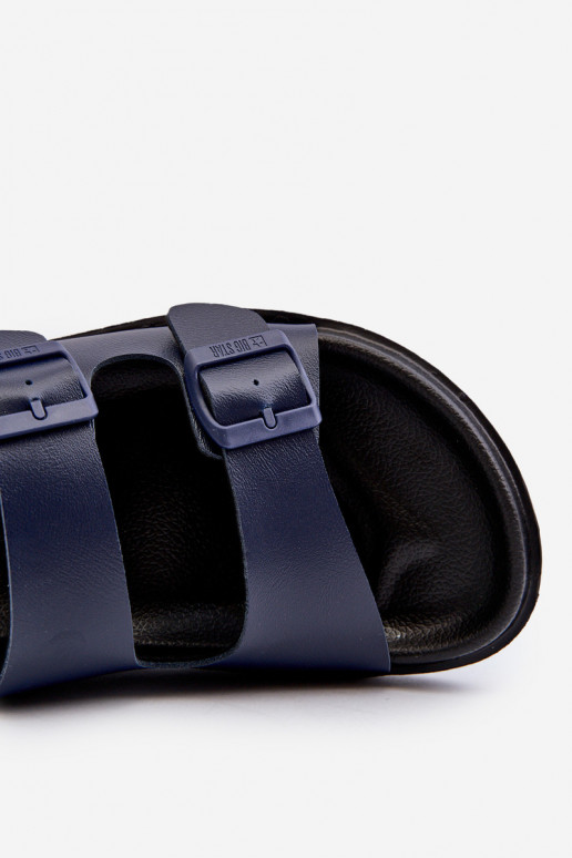 Chinelos masculinos leves com fivelas Big Star NN174593 azul escuro