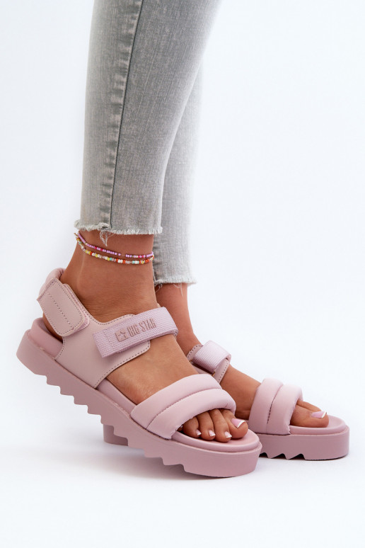 Sandálias femininas com plataforma Big Star NN274753 rosa