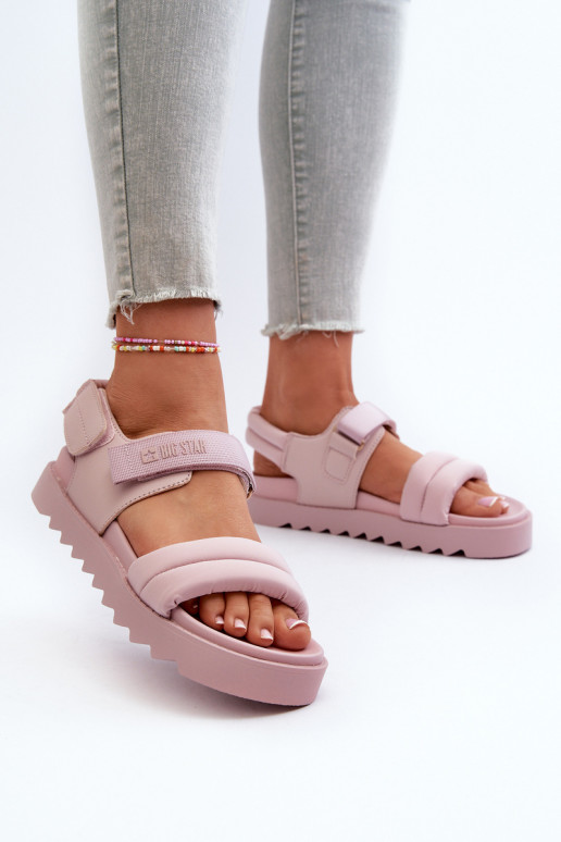 Sandálias femininas com plataforma Big Star NN274753 rosa