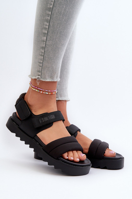 Sandálias femininas com plataforma Big Star NN274750 cor preta