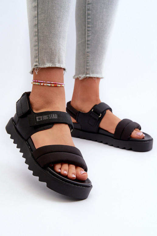 Sandálias femininas com plataforma Big Star NN274750 cor preta