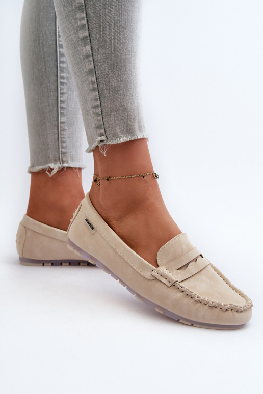 mocassins femininos em couro ecológico na cor marfim Celoria