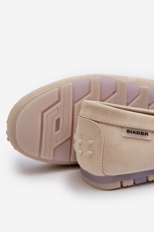 mocassins femininos em couro ecológico na cor marfim Celoria