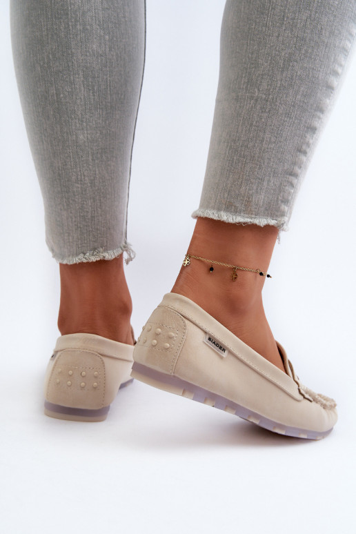 mocassins femininos em couro ecológico na cor marfim Celoria
