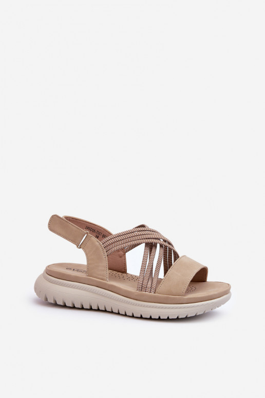 Sandálias confortáveis com fechos adesivos na cor bege Ceclea Sandálias confortáveis com fechos adesivos na cor bege Ceclea