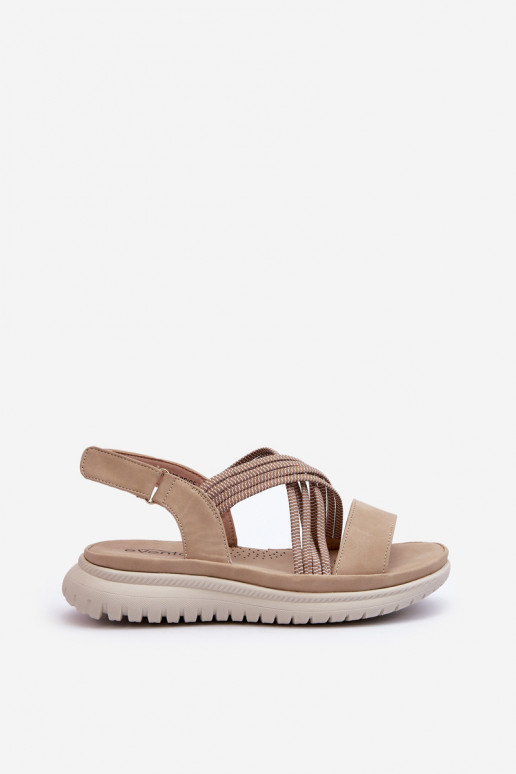 Sandálias confortáveis com fechos adesivos na cor bege Ceclea Sandálias confortáveis com fechos adesivos na cor bege Ceclea