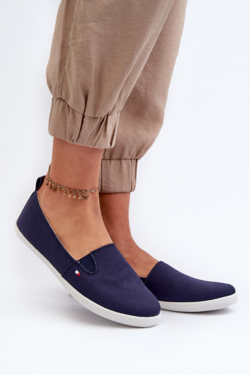 Tênis sapatos casuais Slip-On cor azul escuro Adrancia