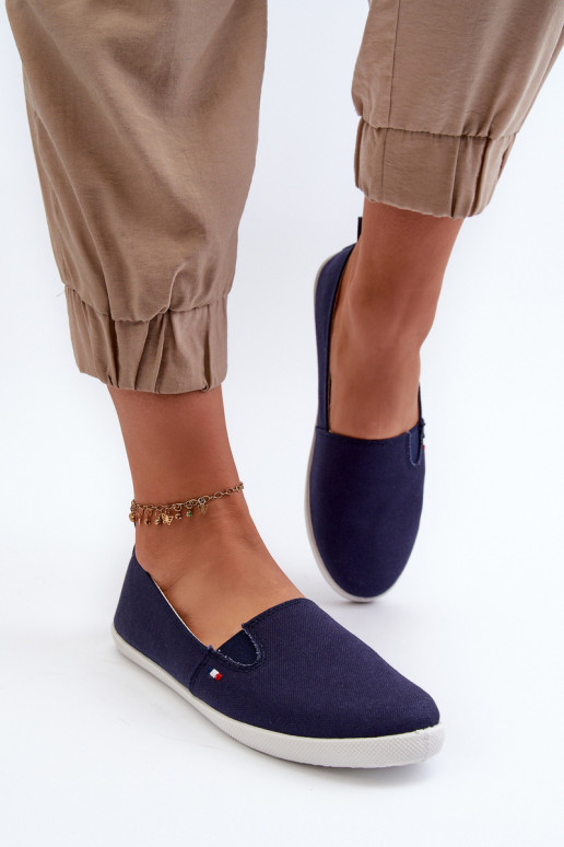 Tênis sapatos casuais Slip-On cor azul escuro Adrancia