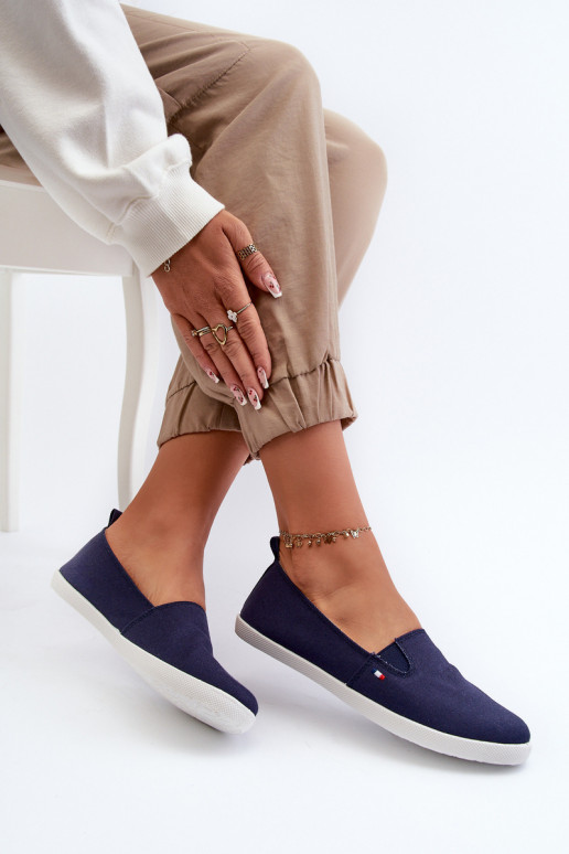 Tênis sapatos casuais Slip-On cor azul escuro Adrancia