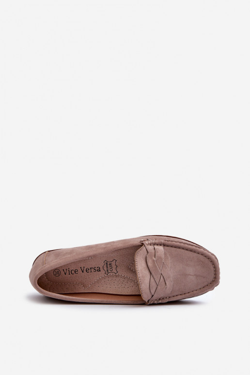 Mocassins femininos de camurça orgânica, bege escuro Nestalia Mocassins femininos de camurça orgânica, bege escuro Nestalia