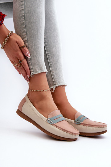 mocassins femininos feitos de couro ecológico rosa Wikitara 2