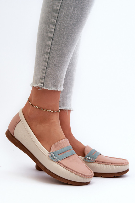 mocassins femininos feitos de couro ecológico rosa Wikitara
