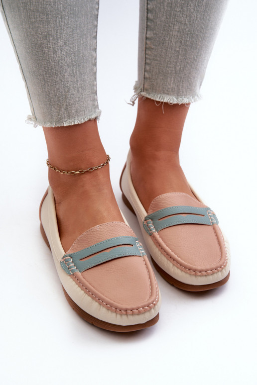 mocassins femininos feitos de couro ecológico rosa Wikitara