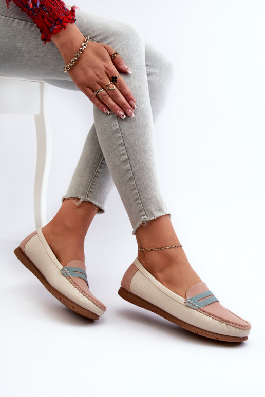 mocassins femininos feitos de couro ecológico rosa Wikitara
