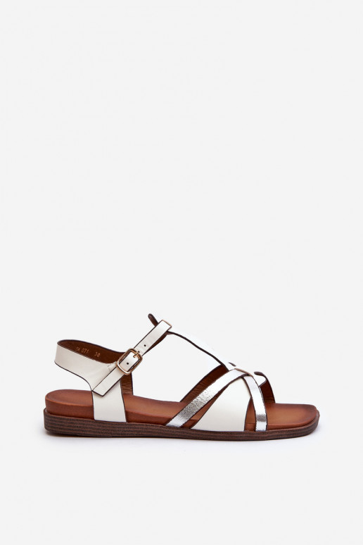 Sandálias rasteiras femininas em couro ecológico Sergio Leone SK071H cor branca Sandálias rasteiras femininas em couro ecológico Sergio Leone SK071H cor branca