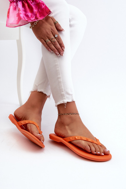 Chinelos Elastyczne com pés chatos JJ285254 cor laranja