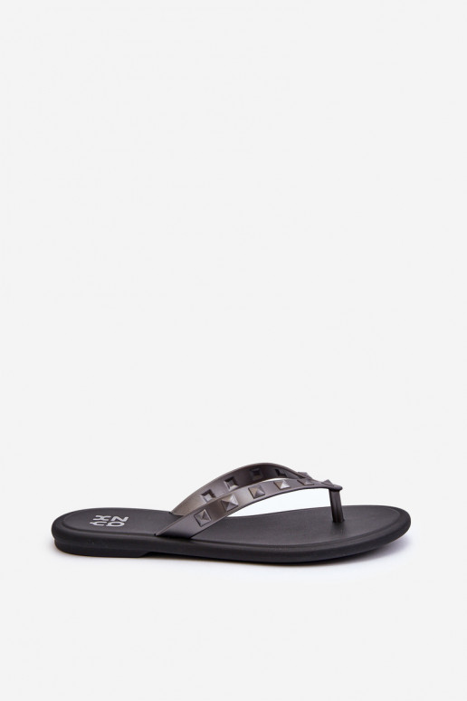 Chinelos Elastyczne de sola plana JJ285297 cinza-preto