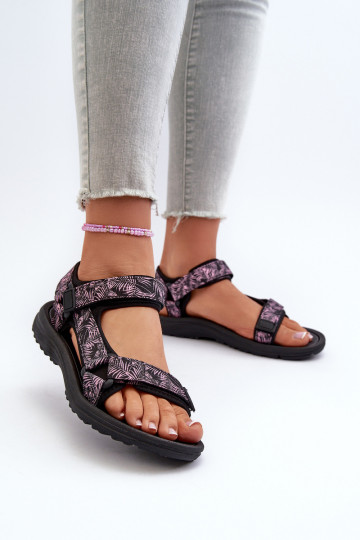 Sandálias femininas estilo esportivo preto e rosa Lumeria 2