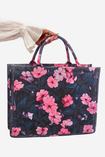 Bolsa com flores Mooch preto e rosa 2