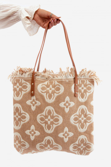 Wzorzysta Bolsa Trançada/Bolsa de Praia Marrom Sadhara