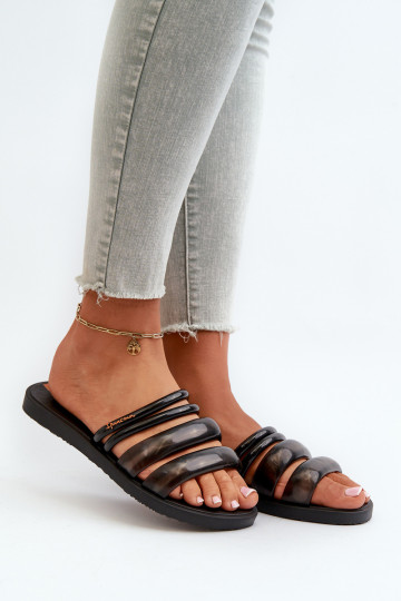 Chinelos Rasos de Borracha Femininos 26727 Ipanema Puffer Tiras Fem cor preta 2